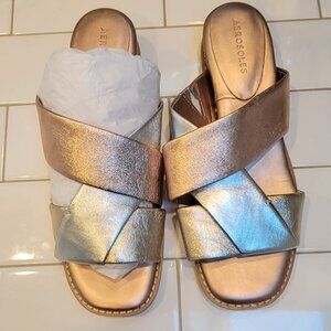 Aerosoles Hilary Metallic Leather Sandal 8.5
